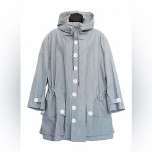 Love Binetti Your Love Oversized Denim Chambray Jacket white Stripe Size L